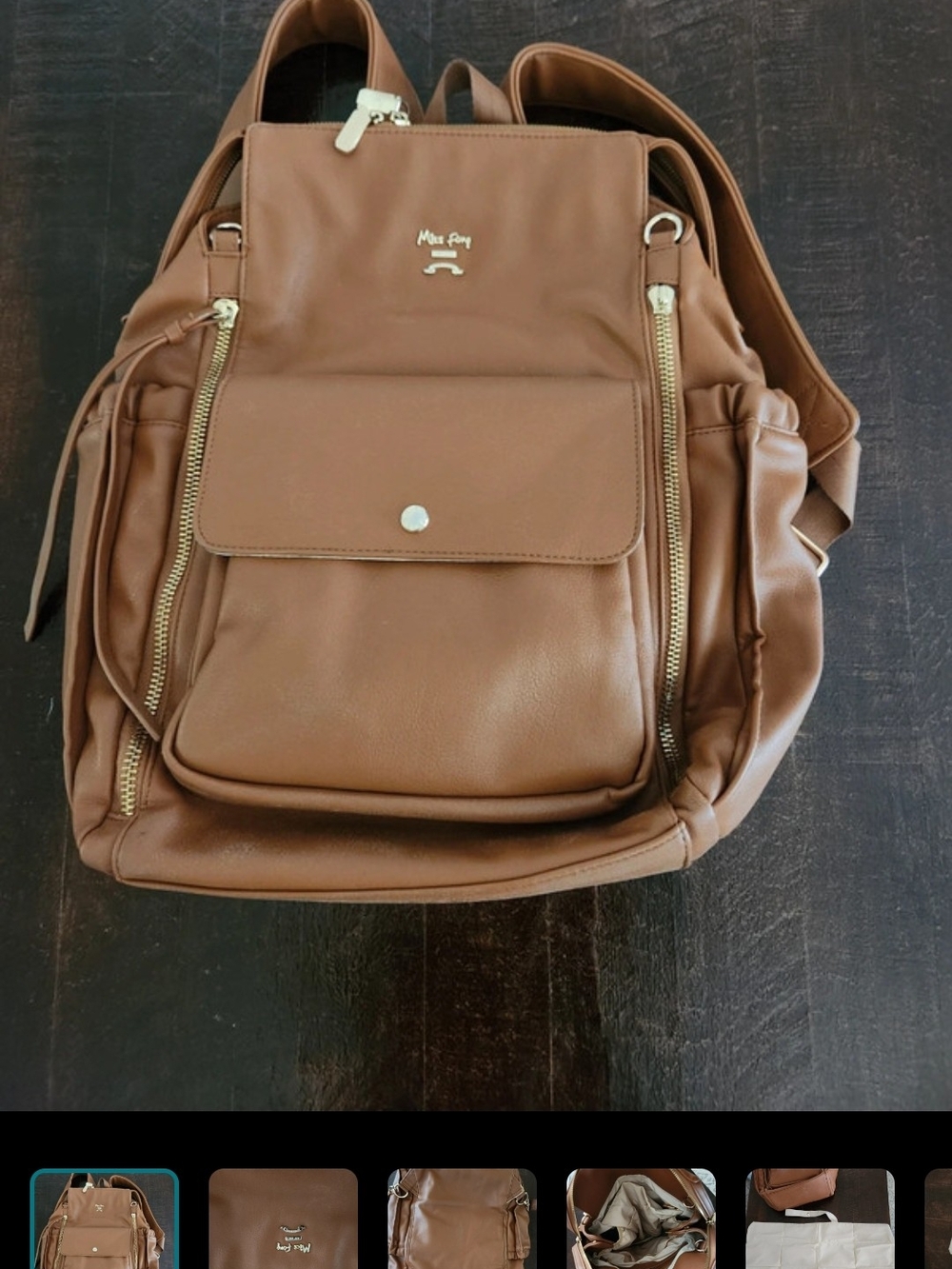 Miss Fong Tan Backpack with Front Pocket